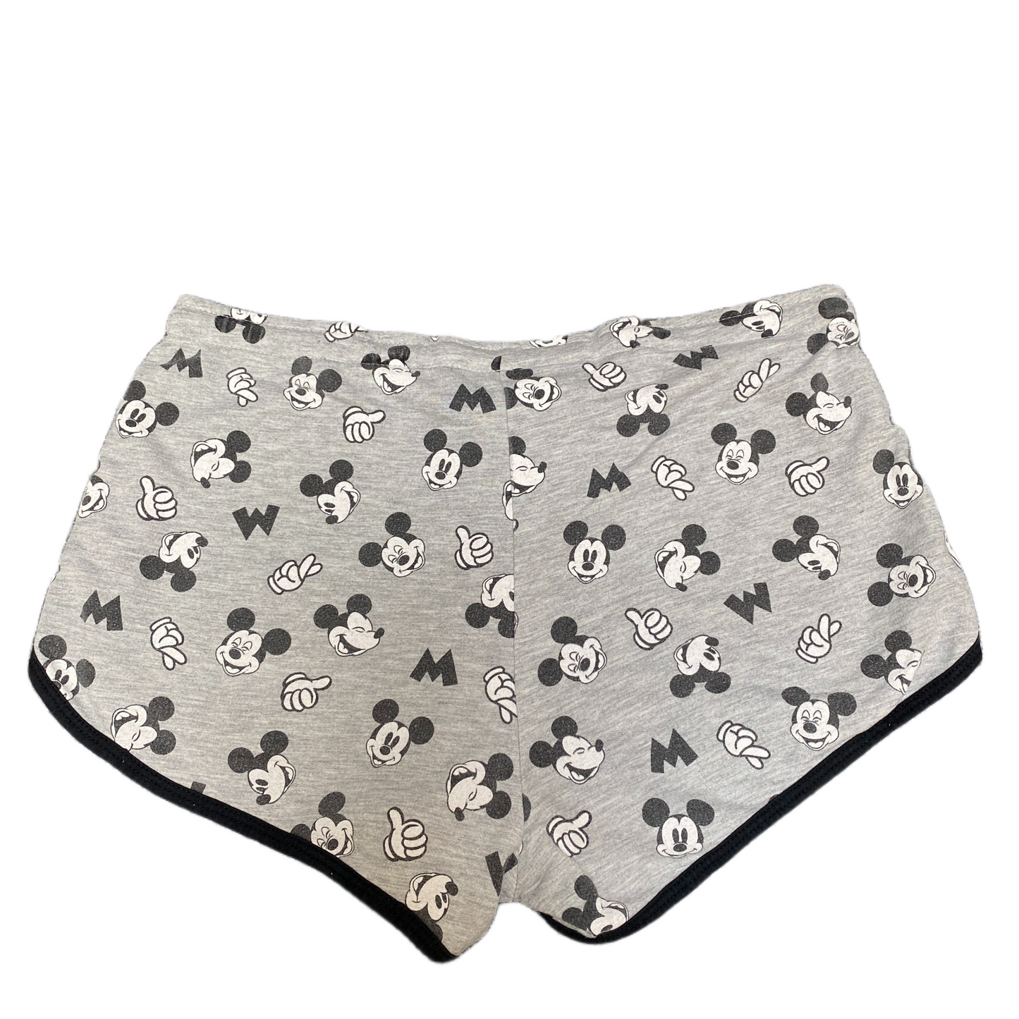 Mickey Mouse Running Sprinter Shorts Womens L 31" Waist Grey Black Athletic Gym
