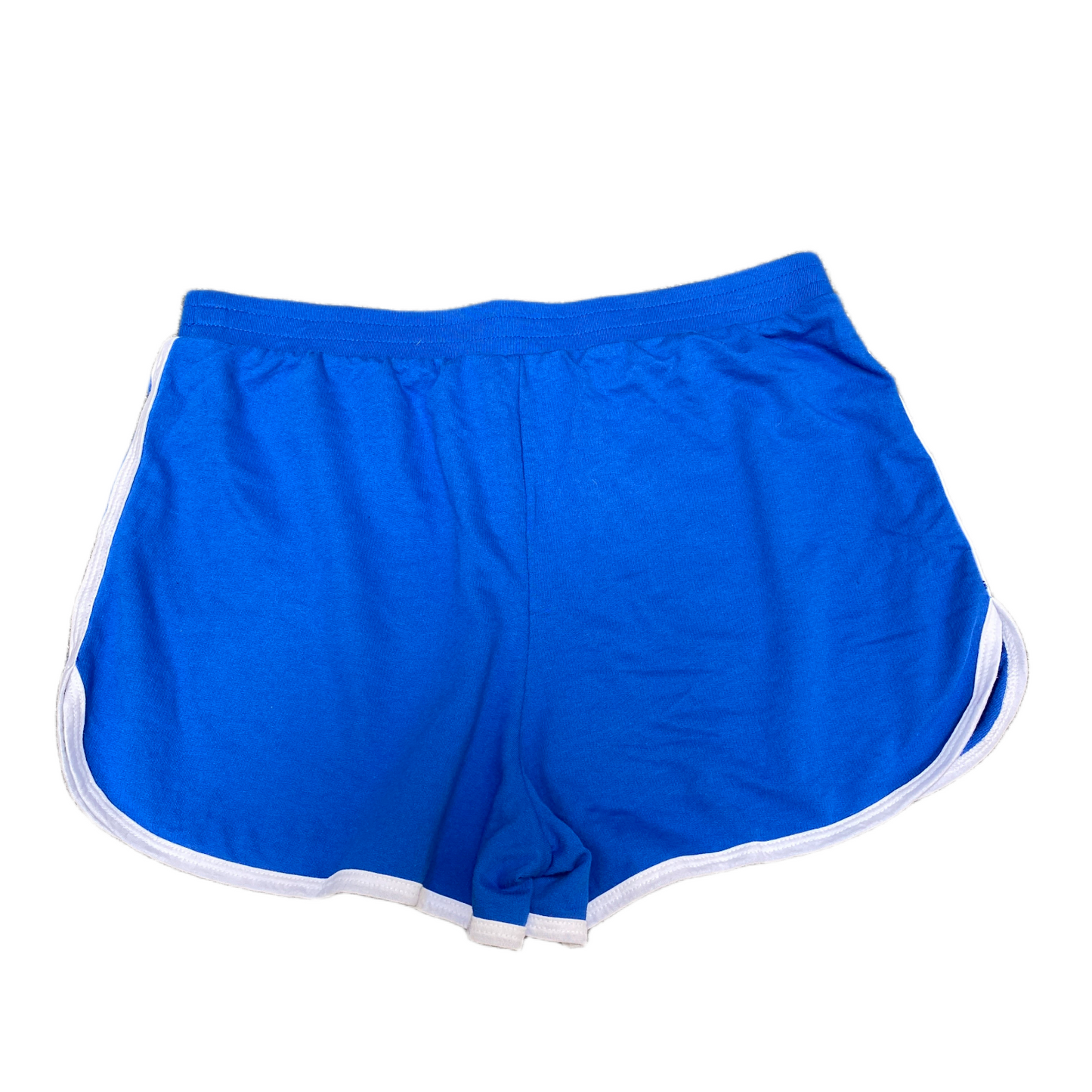 Running Sprinter Shorts Women L 30" Waist Blue Athletic Gym Workout Dolphin Hem