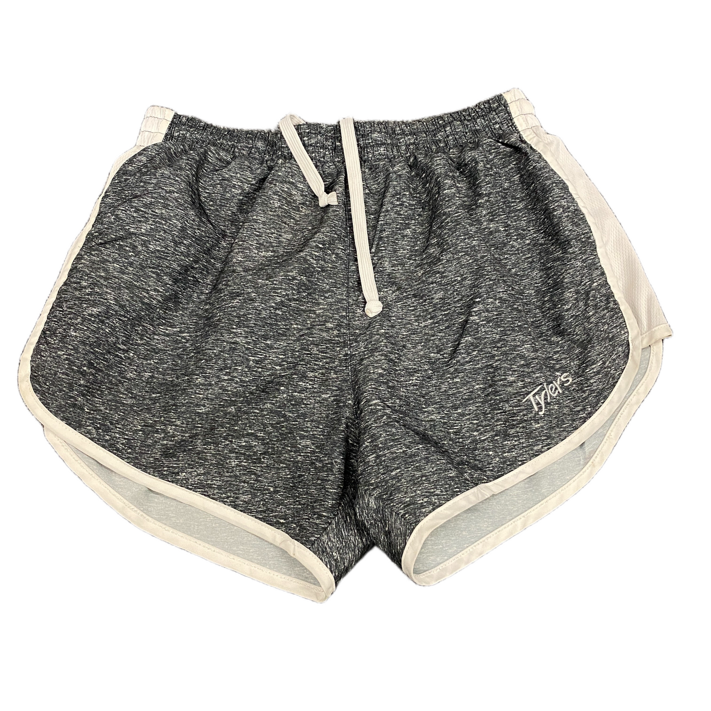 Racer Shorts Womens S 26" Waist Grey Heather Dolphin Hem Gym Training Drawstring