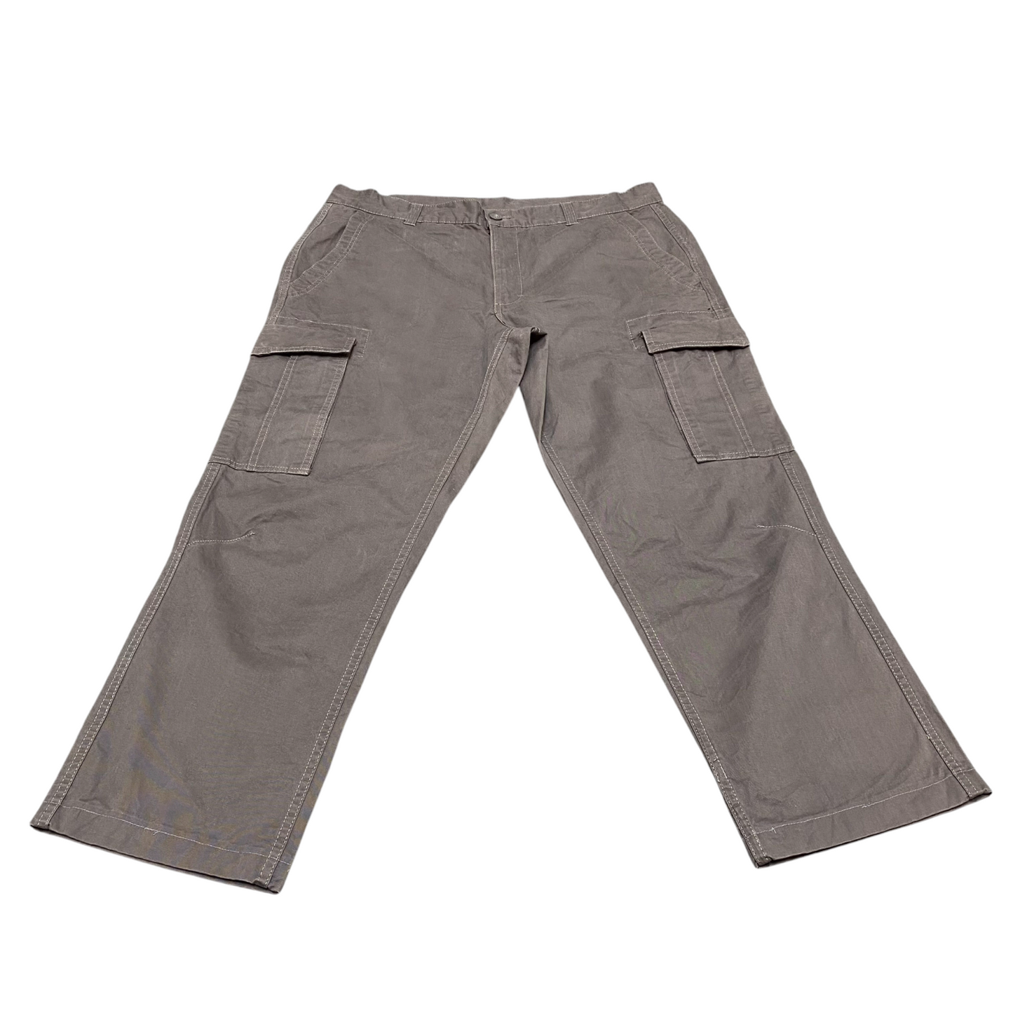 West Bay Cargo Pants Mens 2XL Grey Pockets Straight Leg Casual Flat Front Preppy