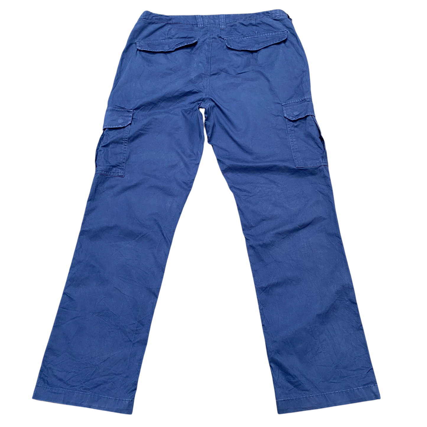 Cargo Trousers Mens XL Blue Pockets Straight Leg Flat Front Workwear Outdoor