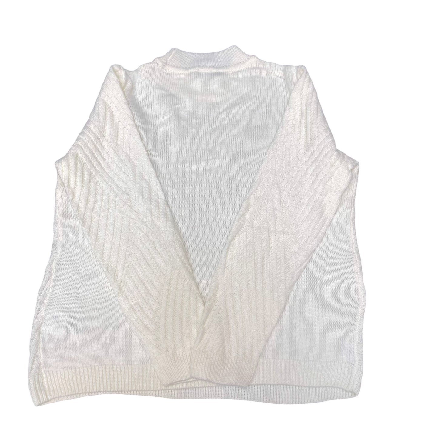 Jumper Womens Large Cream Knitted Long Sleeve Mock Neck Warm Winter Pullover