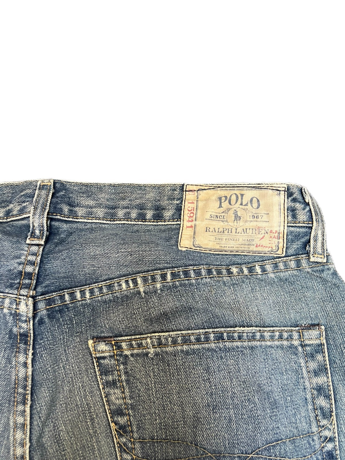Polo Ralph Lauren Jorts Shorts Fits as Mens XL 37" Waist Blue Denim Light Wash