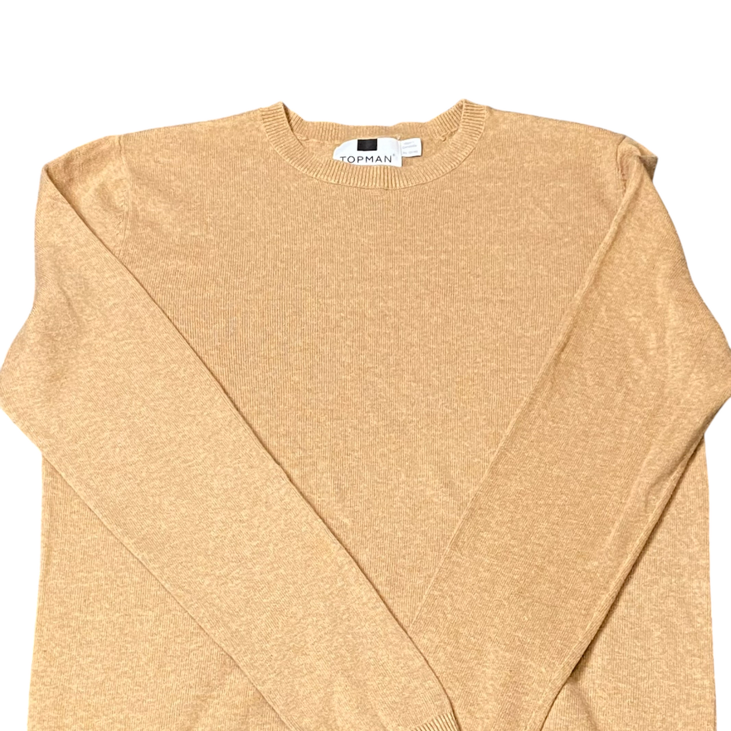 Topman Jumper Mens Small Brown Ribbed Hem & Cuff Long Sleeve Crewneck Pullover