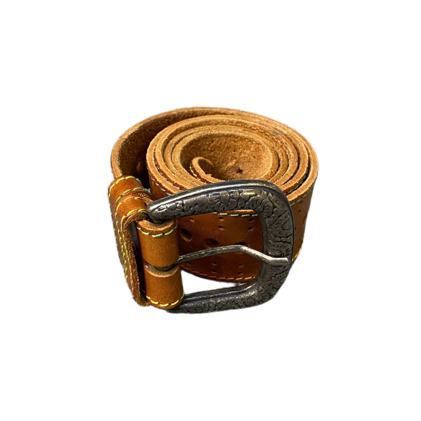Waist Belt Mens Brown Genuine Leather Adjustable Silver Pin Buckle 37 Inches