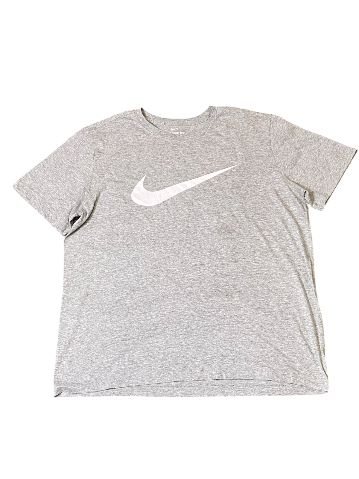 Nike Tee Shirt Mens Large Grey Swoosh Logo Regular Standard Fit Short Sleeve