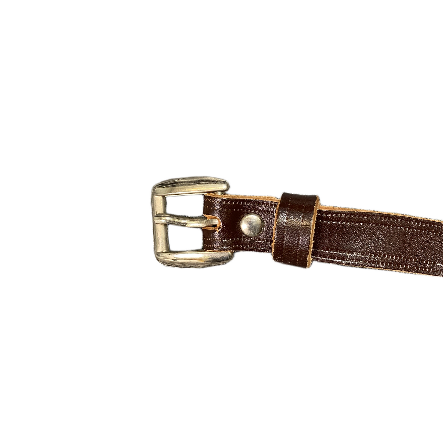 Waist Belt Mens Chocolate Brown Leather Adjustable Silver Pin Buckle 36.5 inches