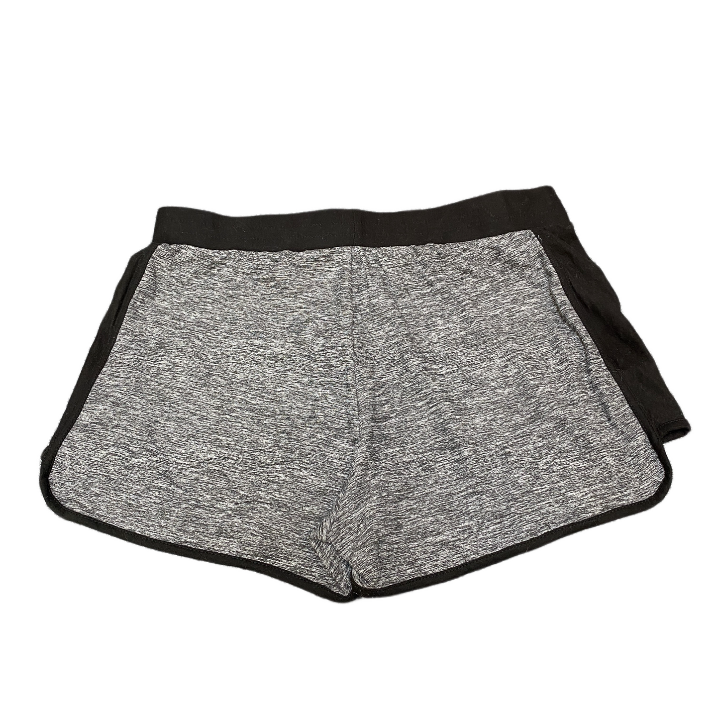 Running Sprinter Shorts Womens L 32" Waist Grey Black Gym Drawstring Dolphin Hem