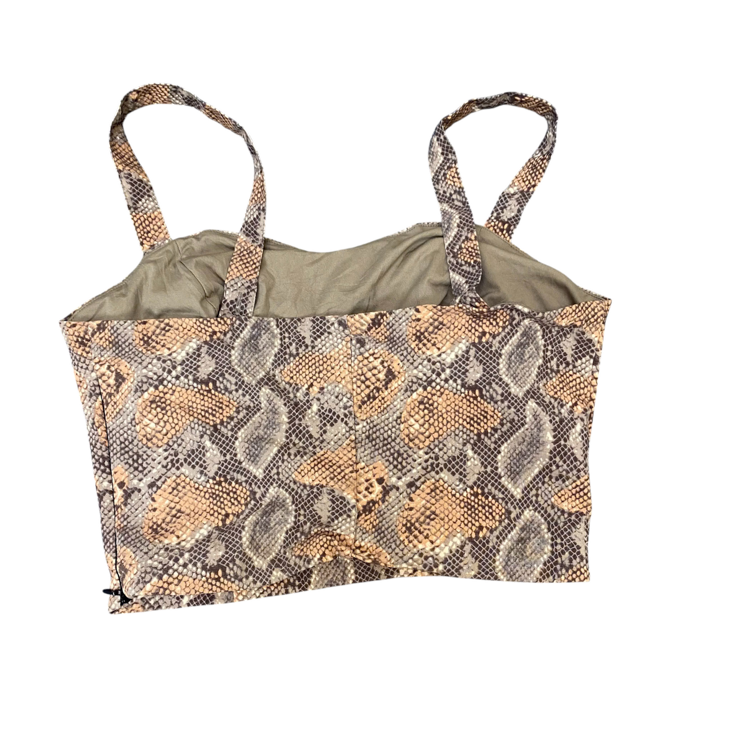 Dynamite Corset Top Womens M Brown Snake Print Wide Straps Outdoor Pullover