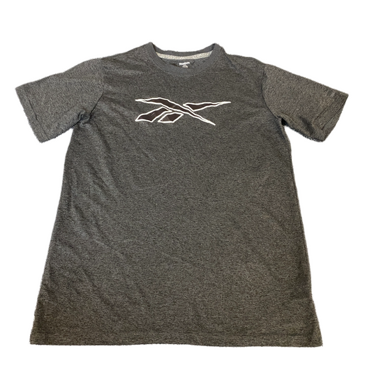 Reebok T-Shirt Mens Small Grey Graphic Logo Short Sleeve Crew Neck Pullover Tee