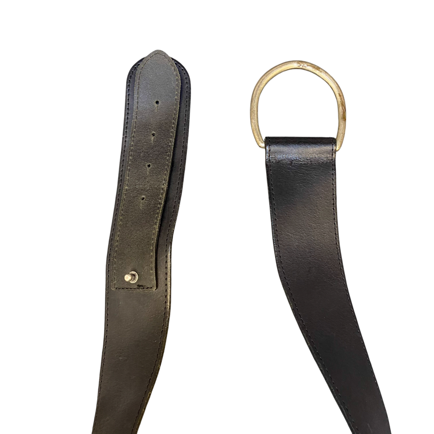 Browning Waist Belt Mens Black Leather Adjustable D-ring Buckle Size 37 in