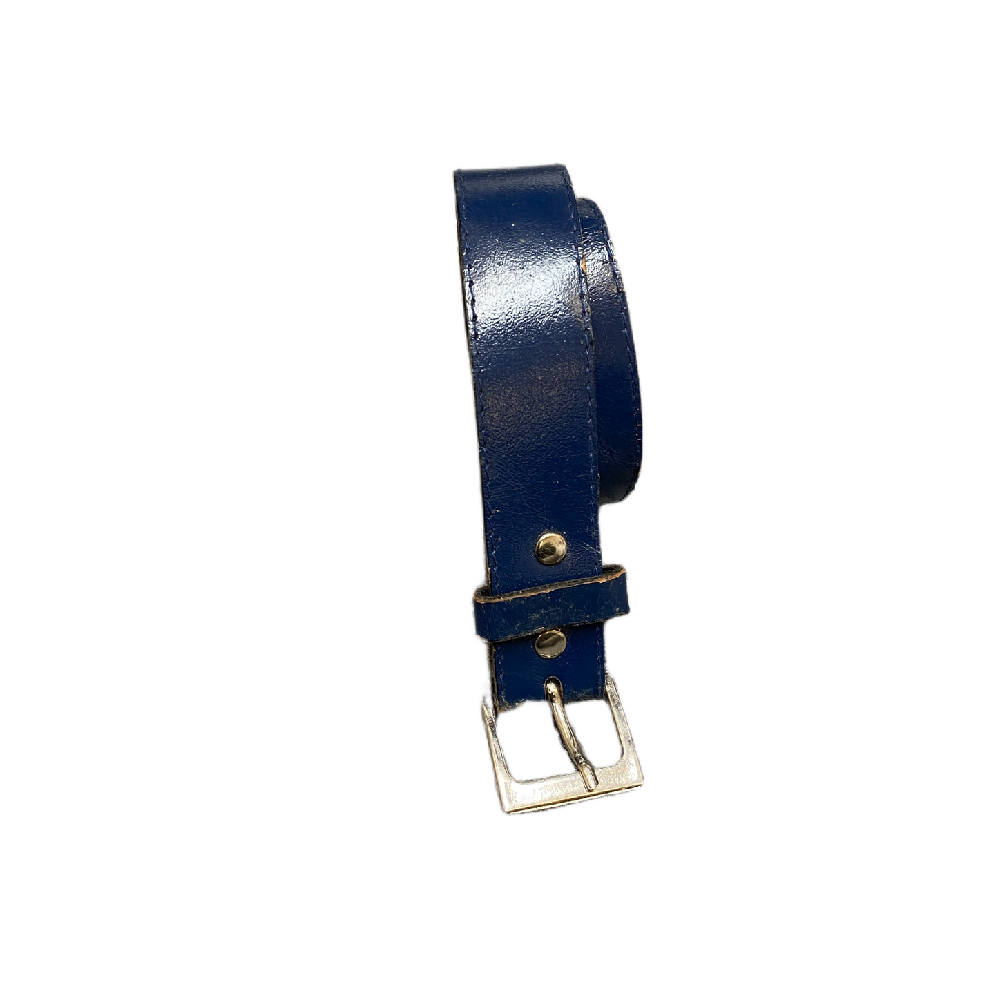 Unisex Baseball Belt Navy Blue Leather Adjustable Pin Buckle Size 41.5 inches