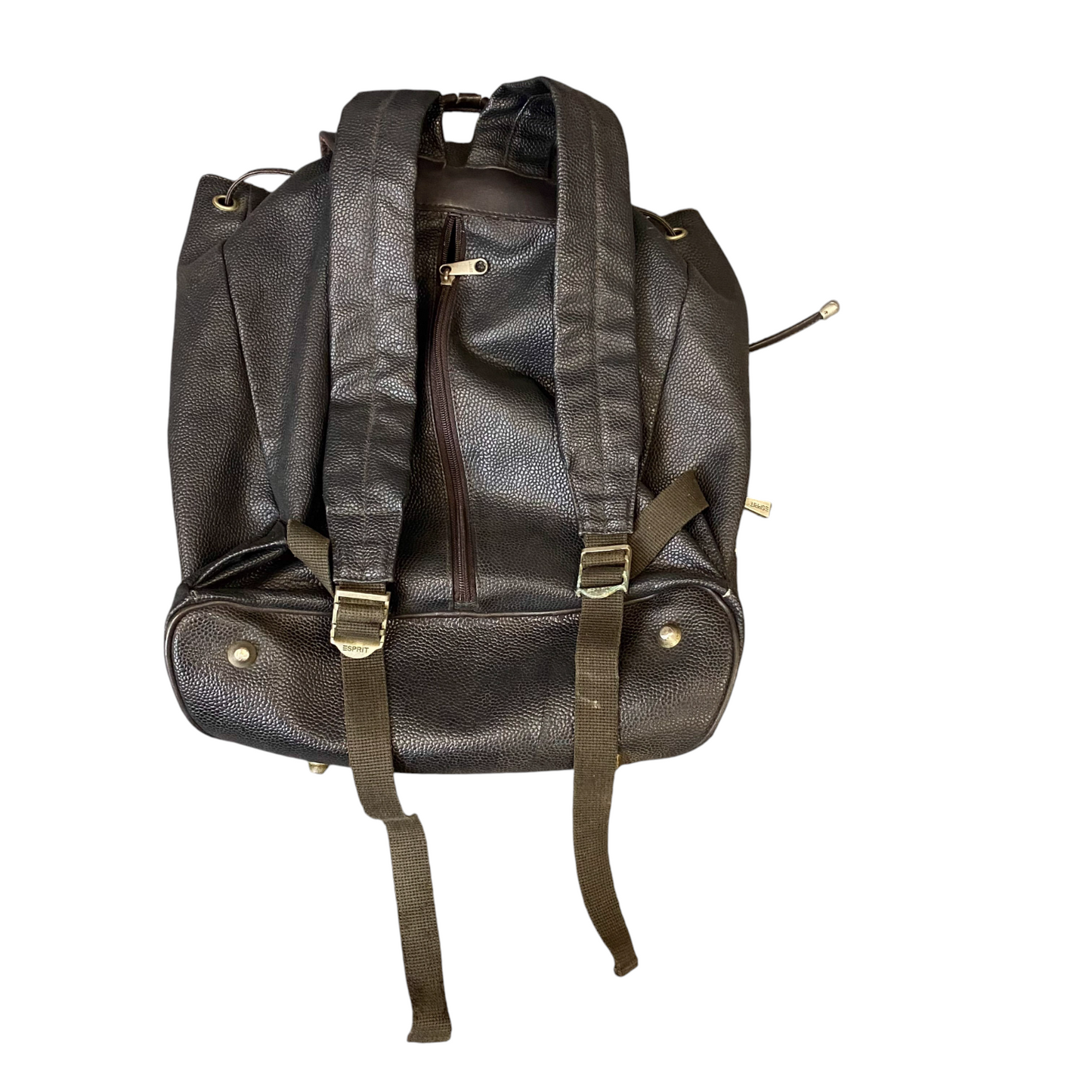 Esprit Travel Backpack Womens Black Pebbled Leather Adjustable Shoulder Strap