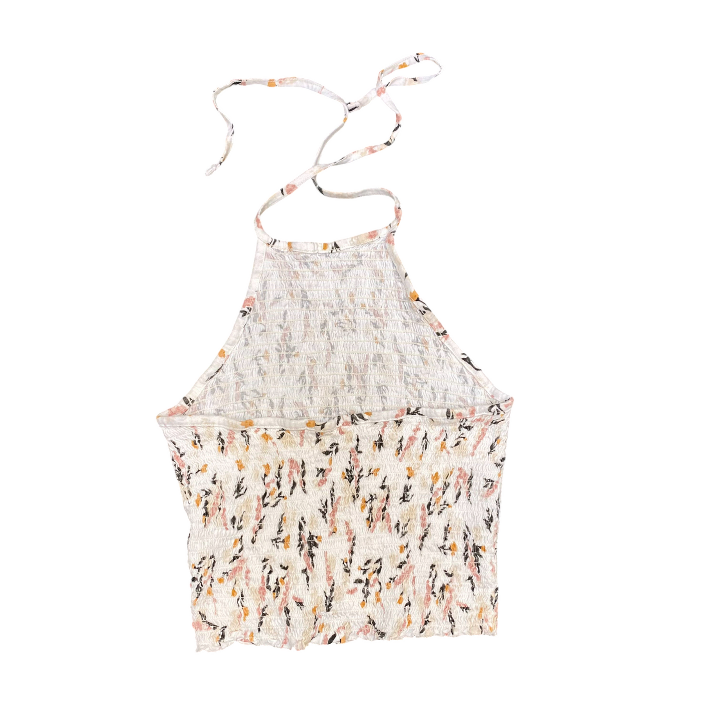 Garage Cropped Top Womens M White Floral Halter Neck Sleeveless Casual Outdoor