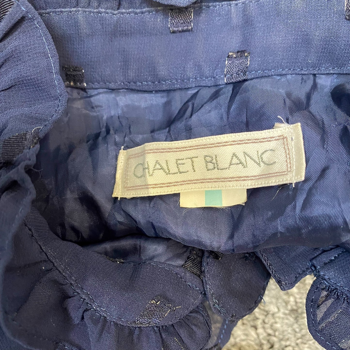 Chalet Blanc A-Line Dress Womens S Blue Embroidered Chiffon Long Sleeve Outdoor