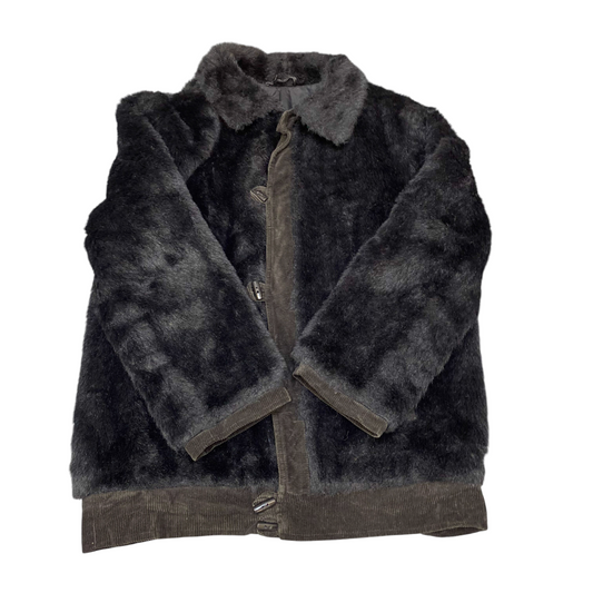 Magdeburger Oberbekleidung Faux Fur Jacket Womens L Black Collared Toggle Button