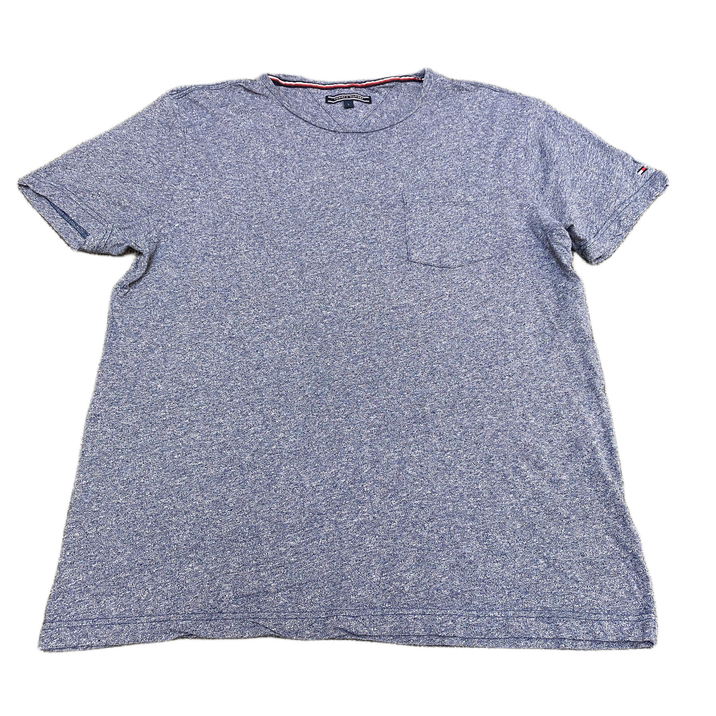 Tommy Hilfiger Shirt Mens L Blue Heather Relaxed Fit Single Pocket Crew Neck Tee
