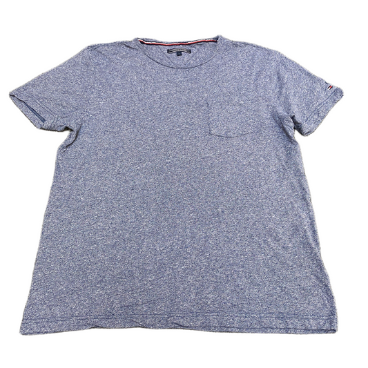 Tommy Hilfiger Shirt Mens L Blue Heather Relaxed Fit Single Pocket Crew Neck Tee