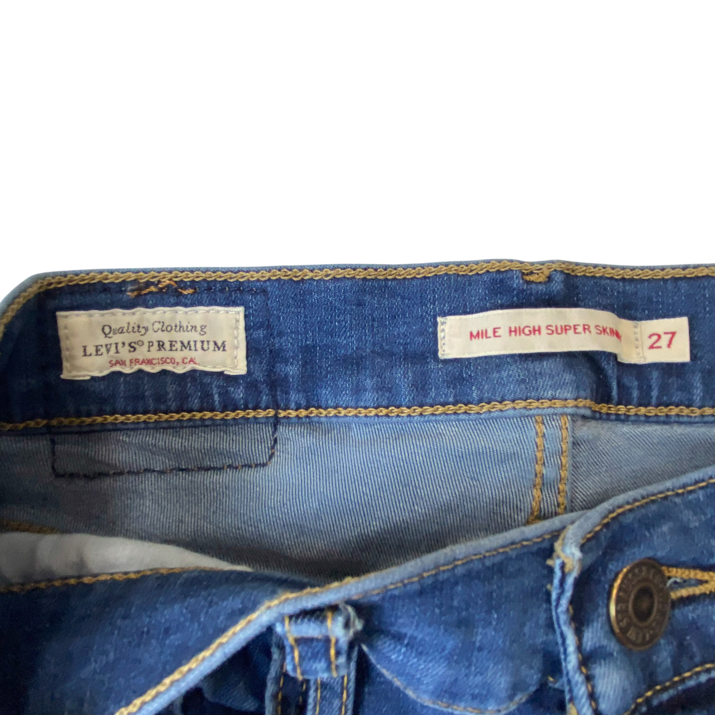 Levi's Jeans Womens Medium W27 L29 Blue Denim Mile High Rise Super Skinny