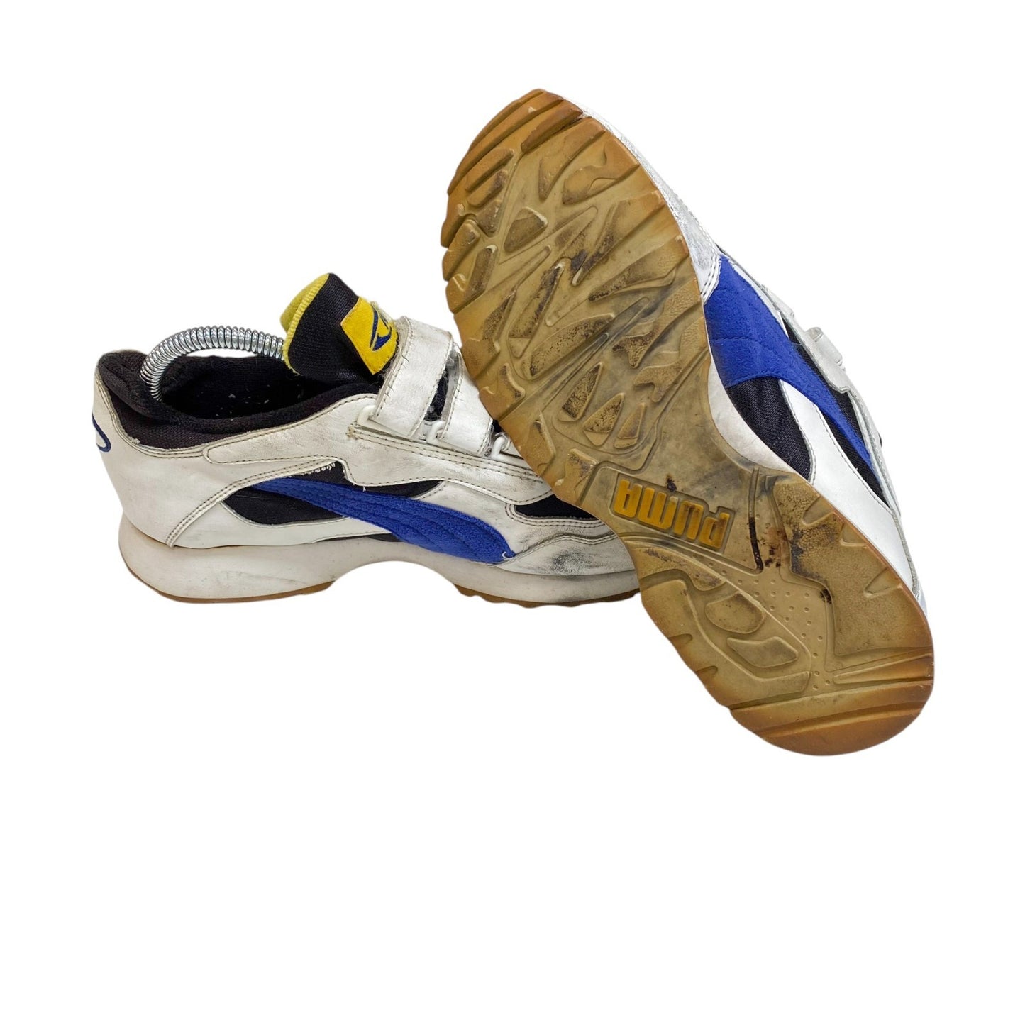 PUMA Sneakers Juniors UK 5 White Black Faux Leather Comfort Adjustable Straps