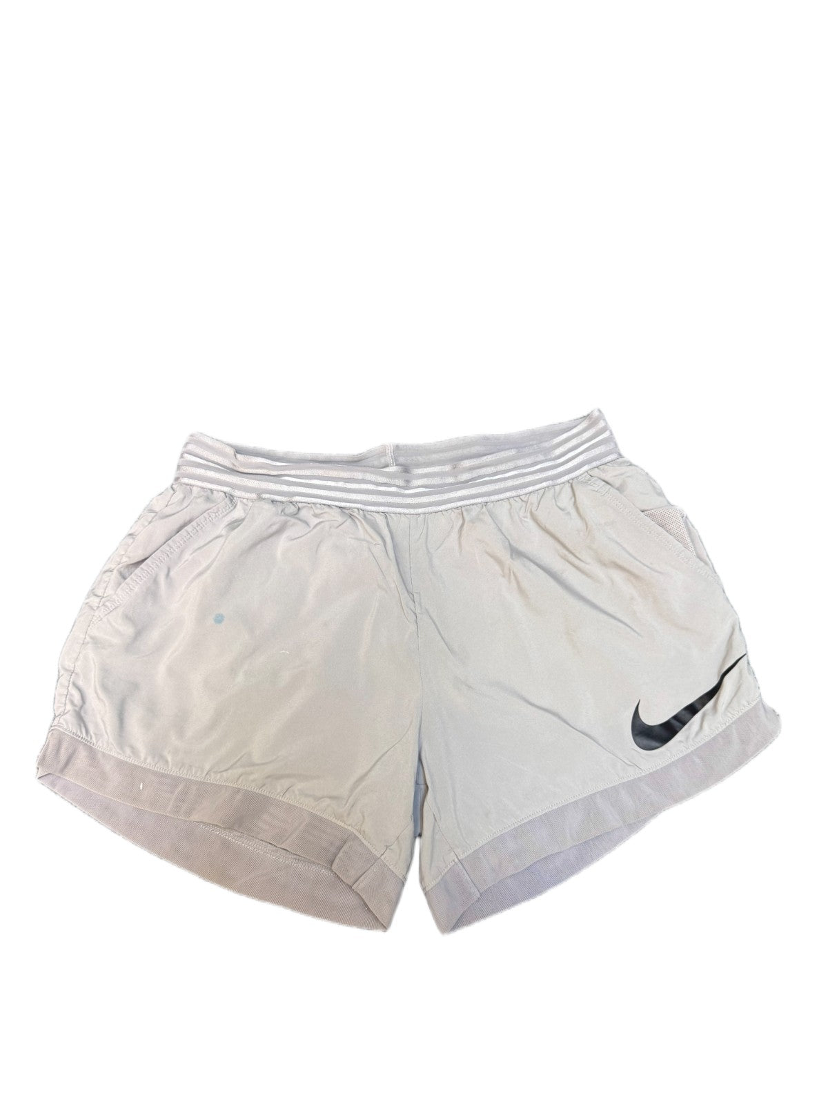 Nike Dri-FIT Running Shorts Womens Medium 30" Waist Grey Swoosh Logo Performance