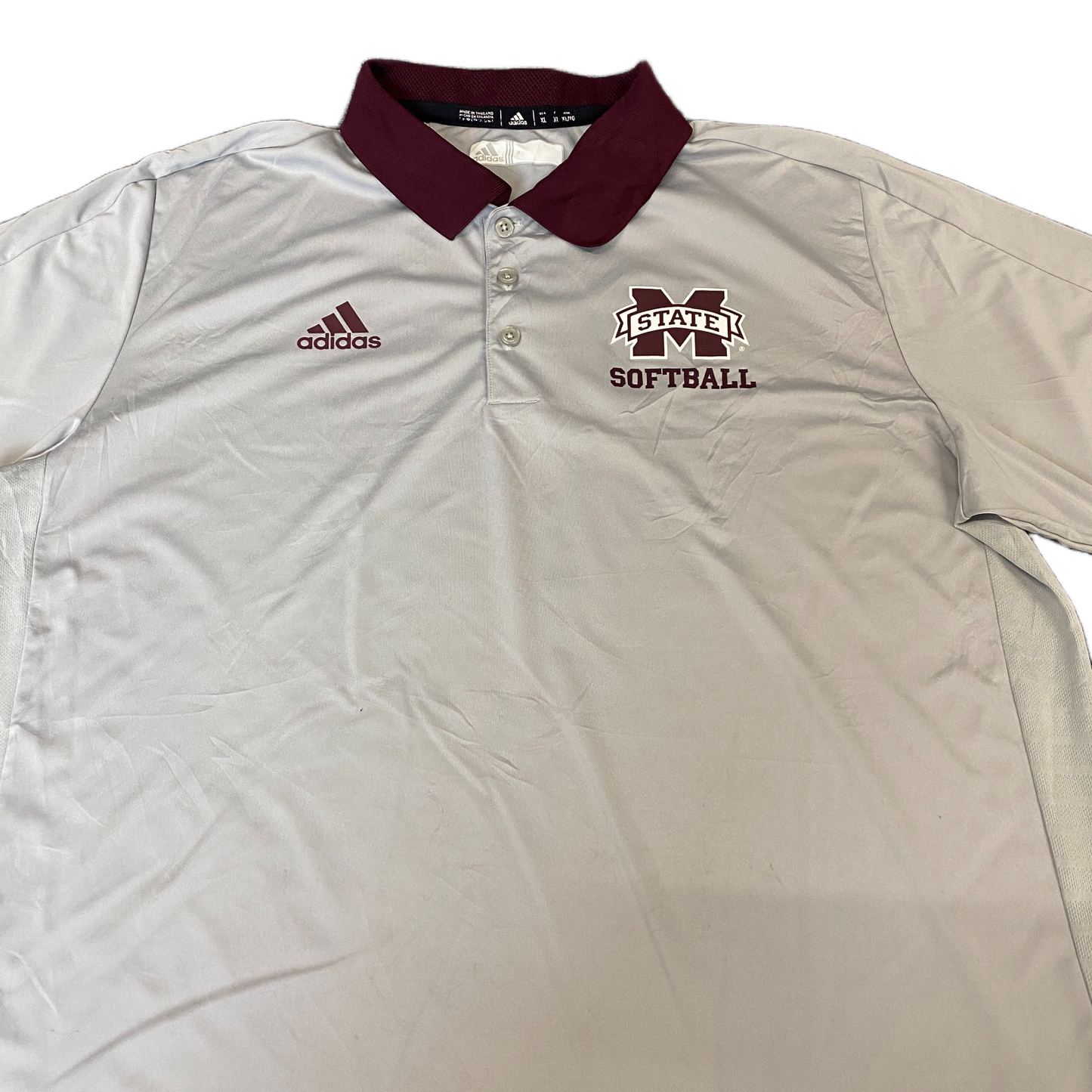 Mississippi State Bulldogs Softball Adidas Polo Shirts Mens L Grey Short Sleeve