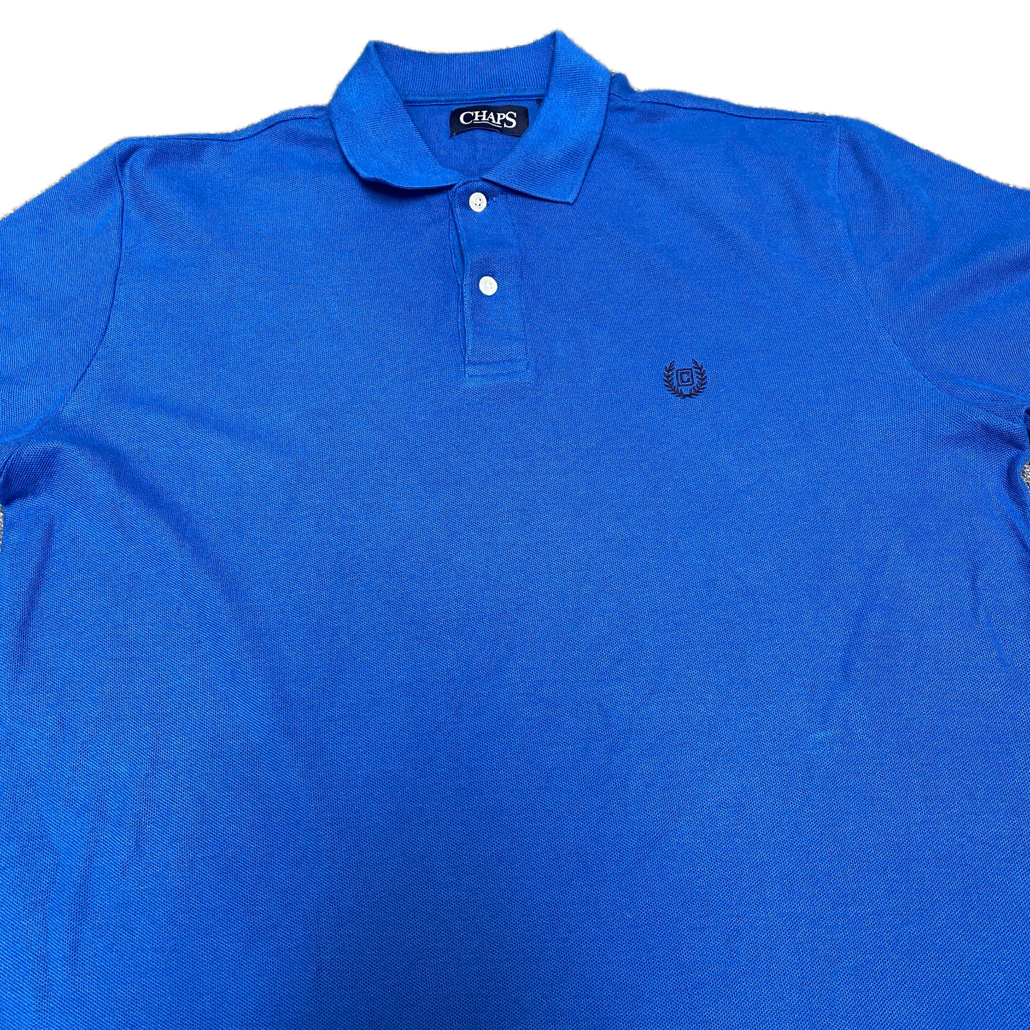 Chaps Polo Shirt Mens Medium Blue Golf Performance Slit Embroidered Logo Popover