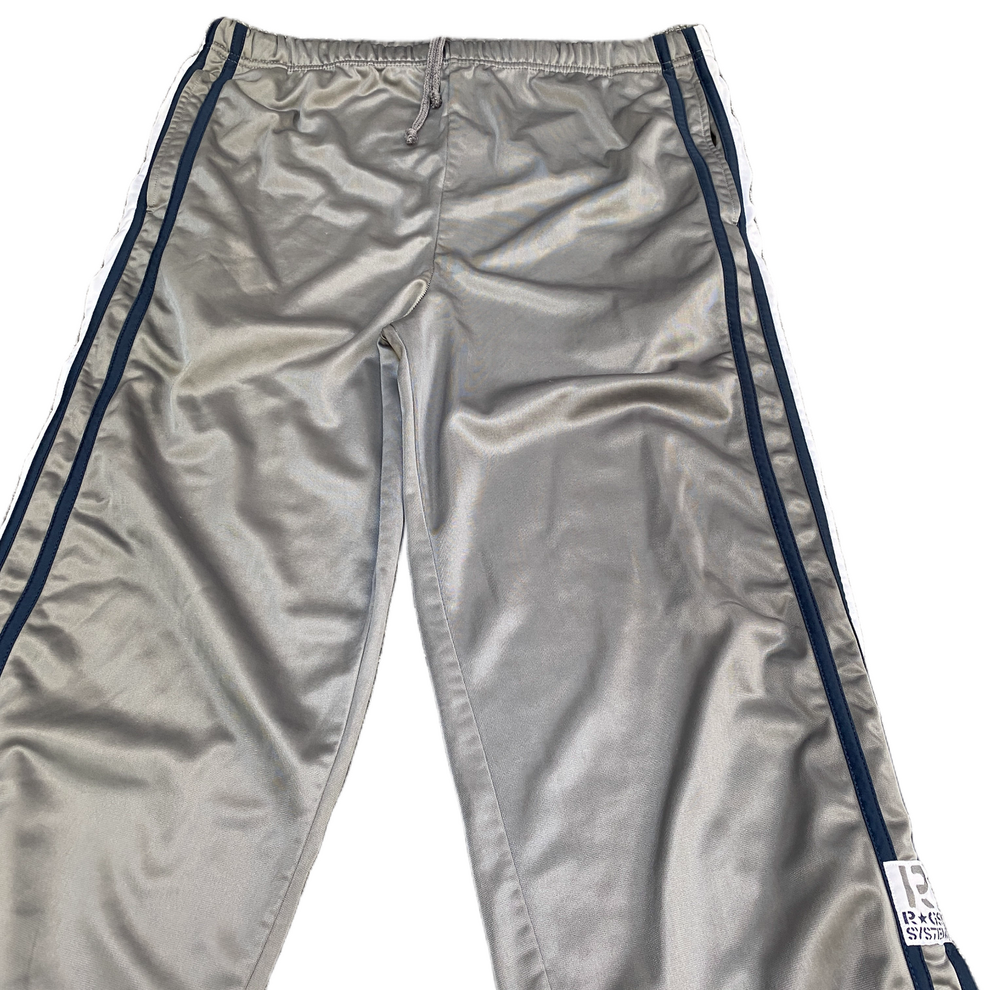 Track Pants Fits as Mens 34" Waist Grey Athletic Ankle Snap Button Trousers
