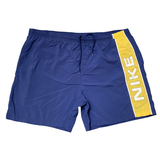 Nike Swim Trunks Mens XL Blue Mesh Lined Spellout Logo Elastic Waist Drawstring