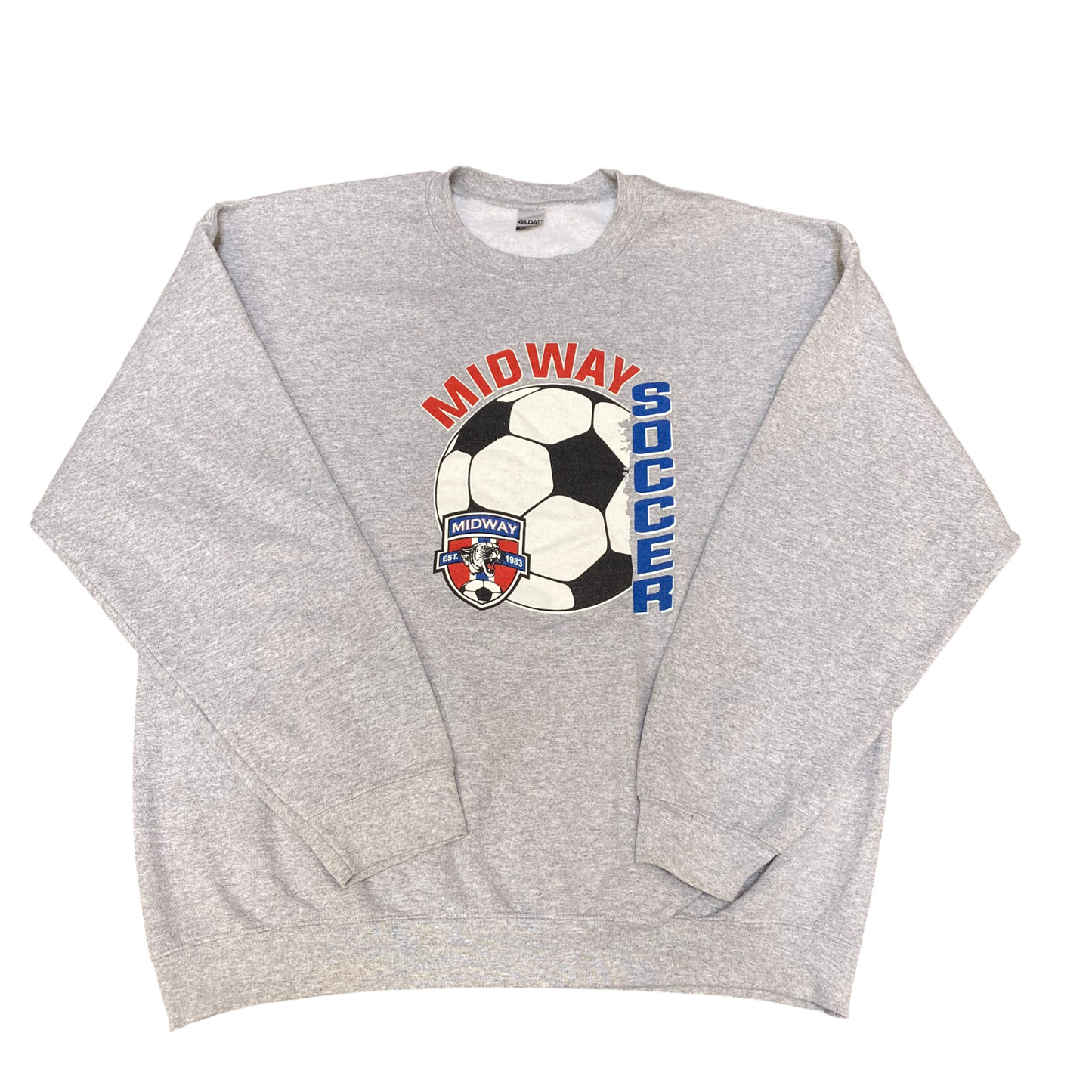Gildan Midway Soccer CADY #00 Sweatshirt Mens Medium Grey Crew Neck Pullover