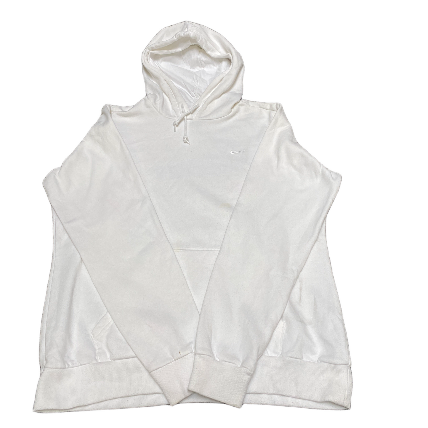 Nike Hoodie Womens L White Embroidered Logo Raglan Sleeve Pullover Drawstring