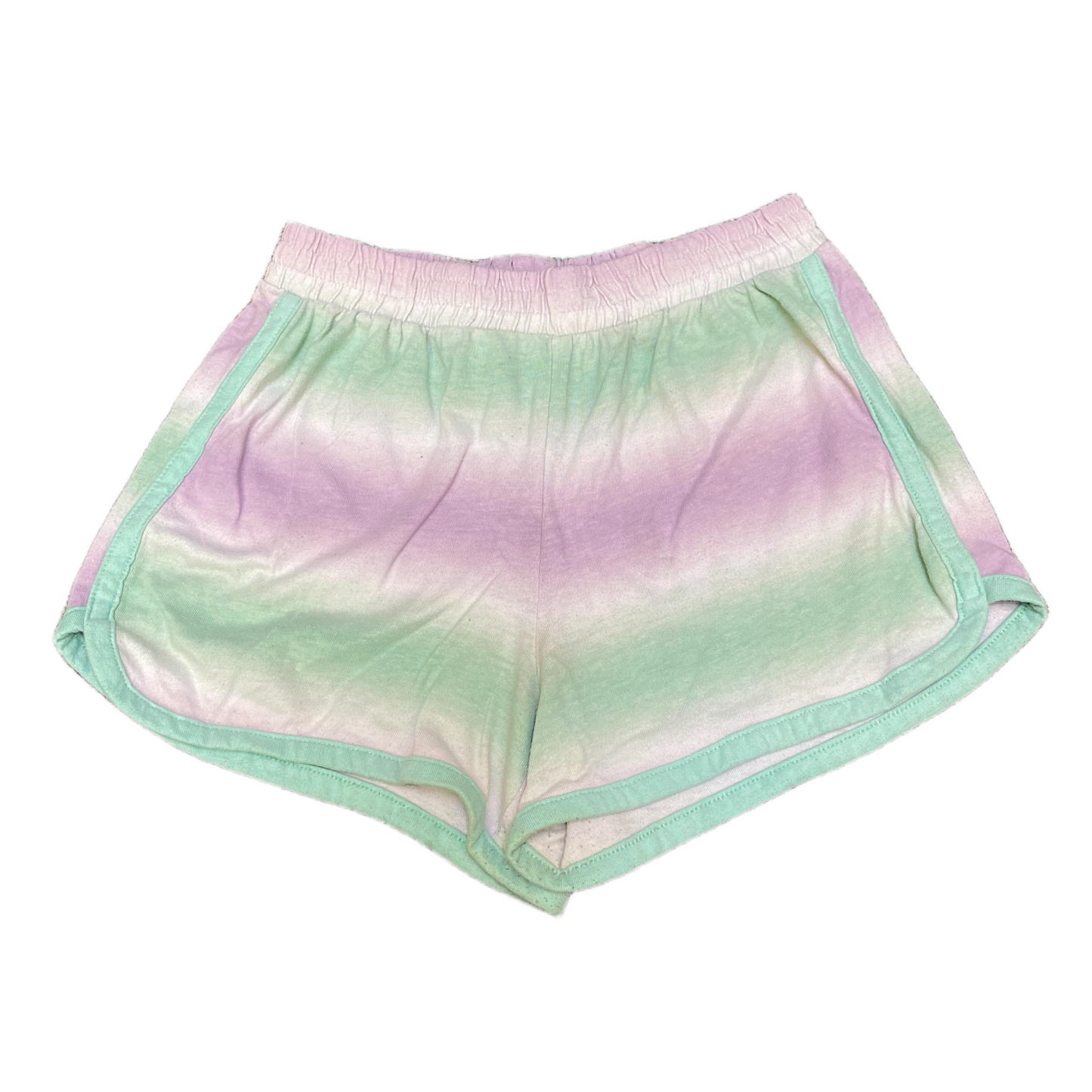 Running Sprinter Shorts Womens XL 23" Waist Pink Green Gym Workout Dolphin Hem