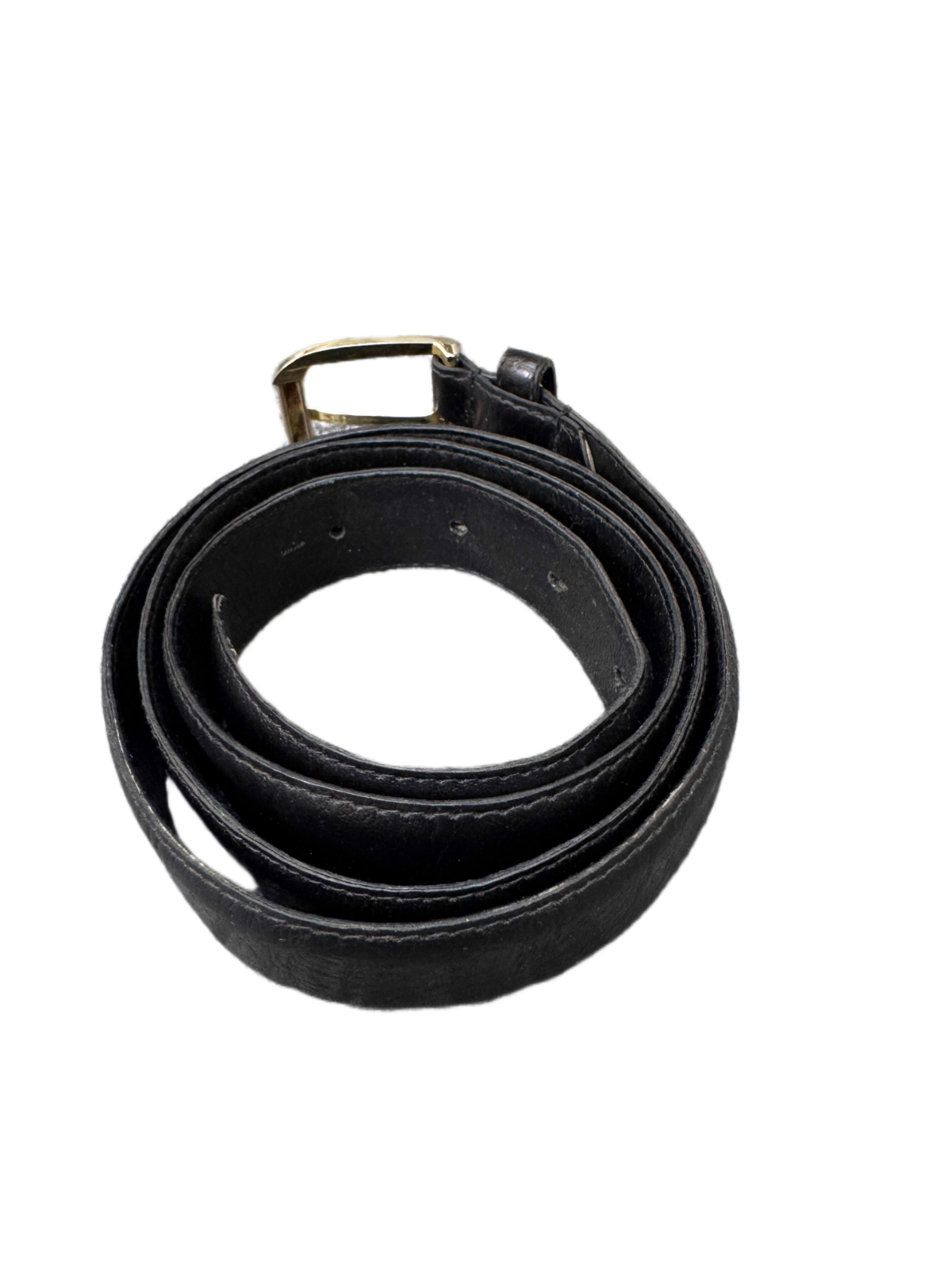 Schuchard & Friese Waist Belt Mens Black Leather Gold Tone Buckle 41.5 inches