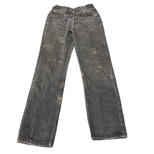 Levi's 501 Jeans Womens Medium Grey Denim Red Tab Flat Front Streetwear Grunge