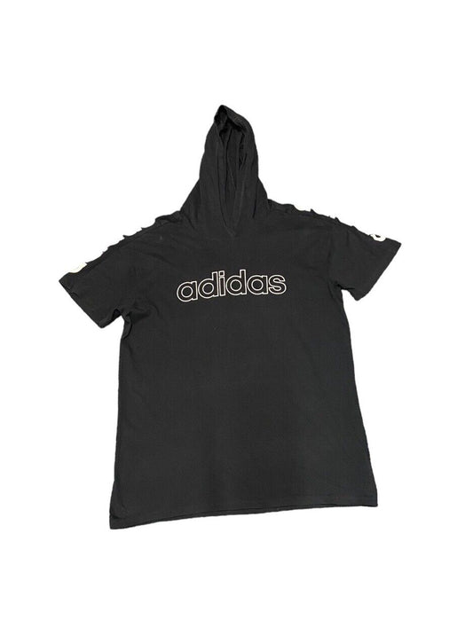 Adidas Short Sleeve Hoodie Black Womens XL Chest Logo