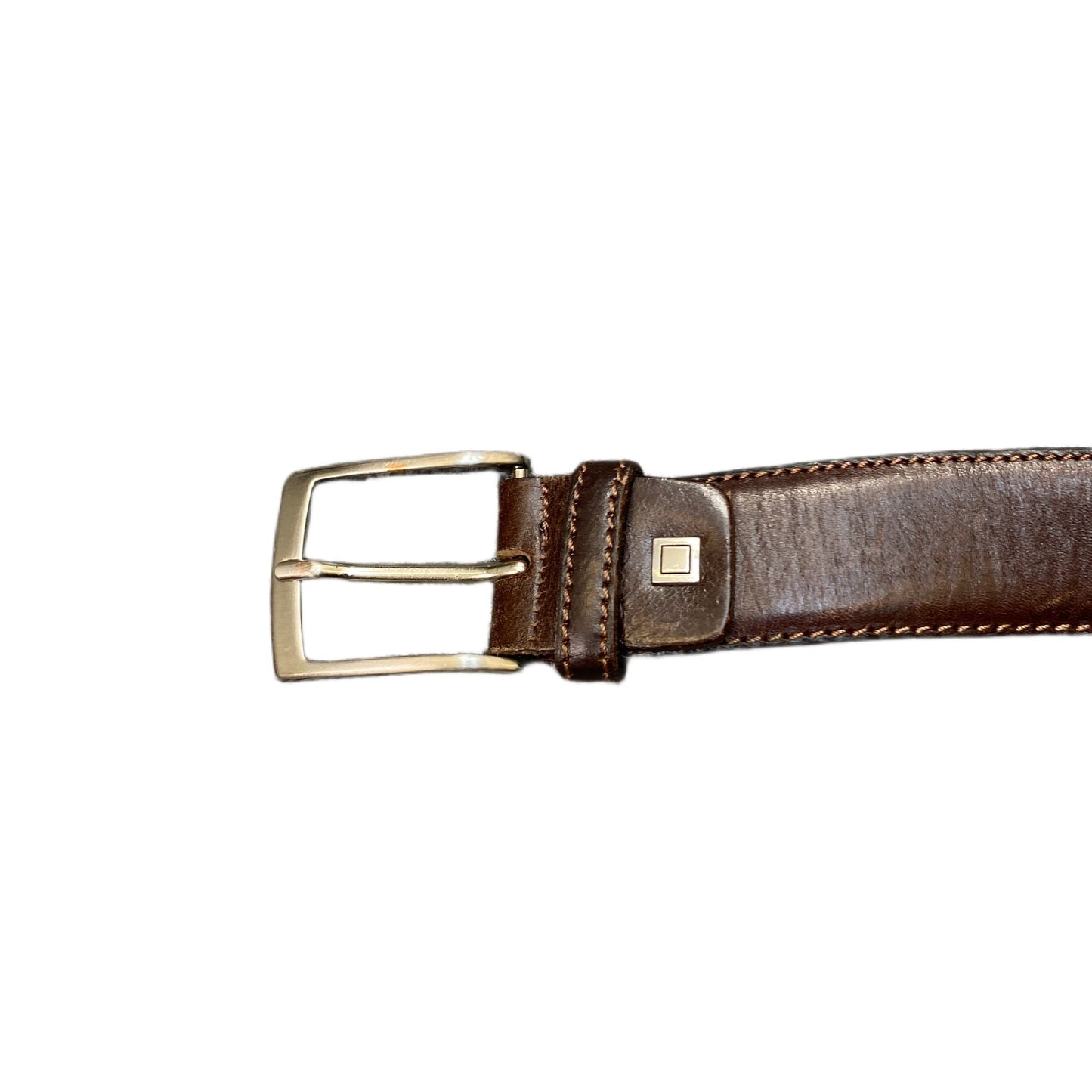 Vero Cuoio Waist Belt Men Brown Leather Adjustable Silver Pin Buckle 53 Inches