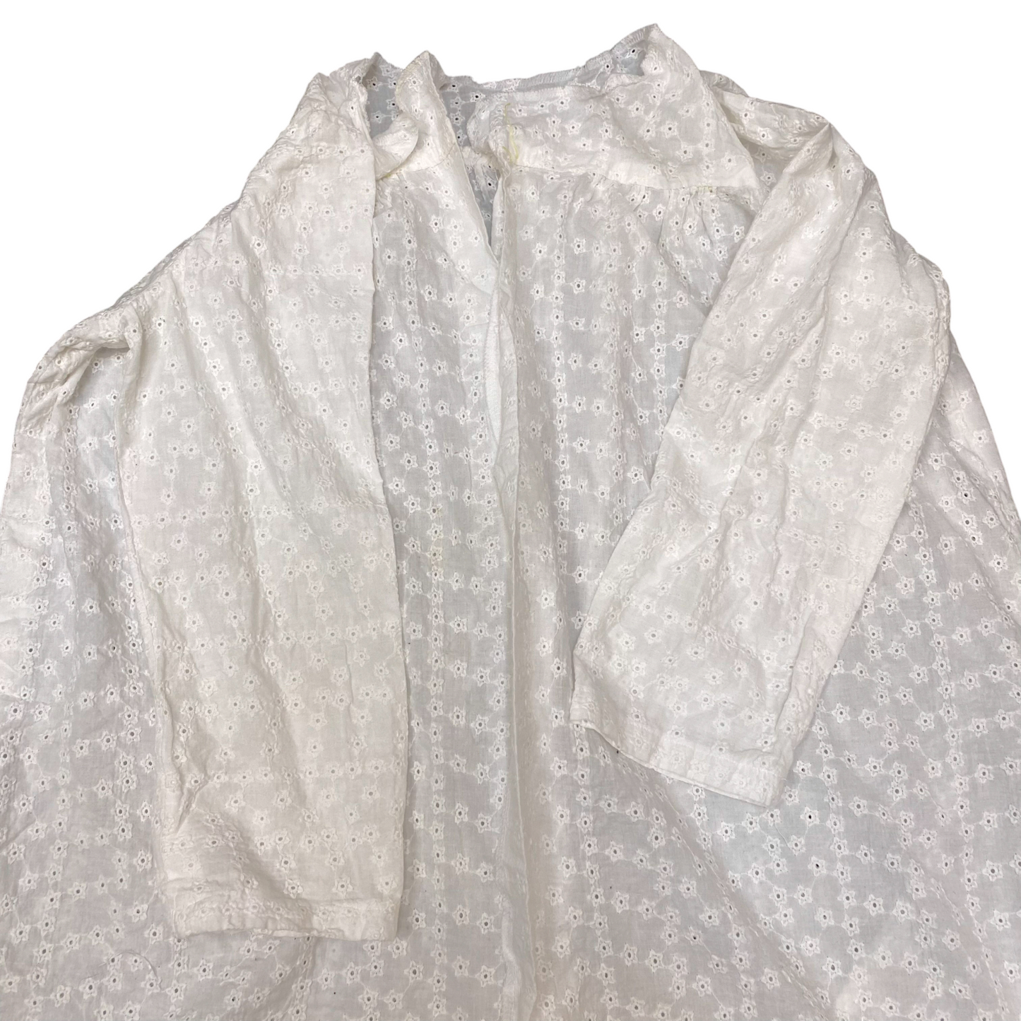 Blouse Top Womens M White Embroidered Eyelet Casual Long Sleeve Open Front