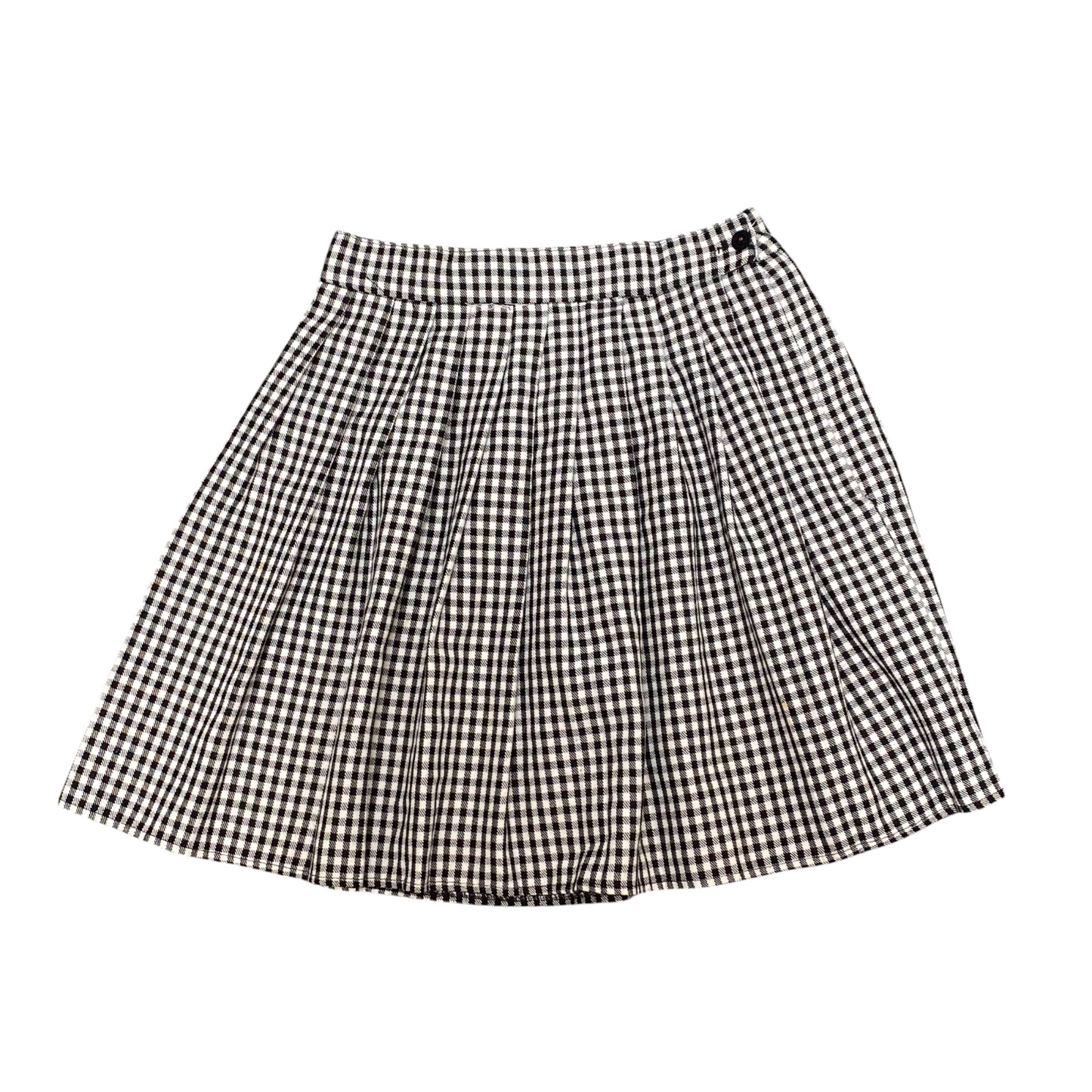 Clockhouse Mini A Line Skirt Womens S Black White Gingham Pleated Button Front