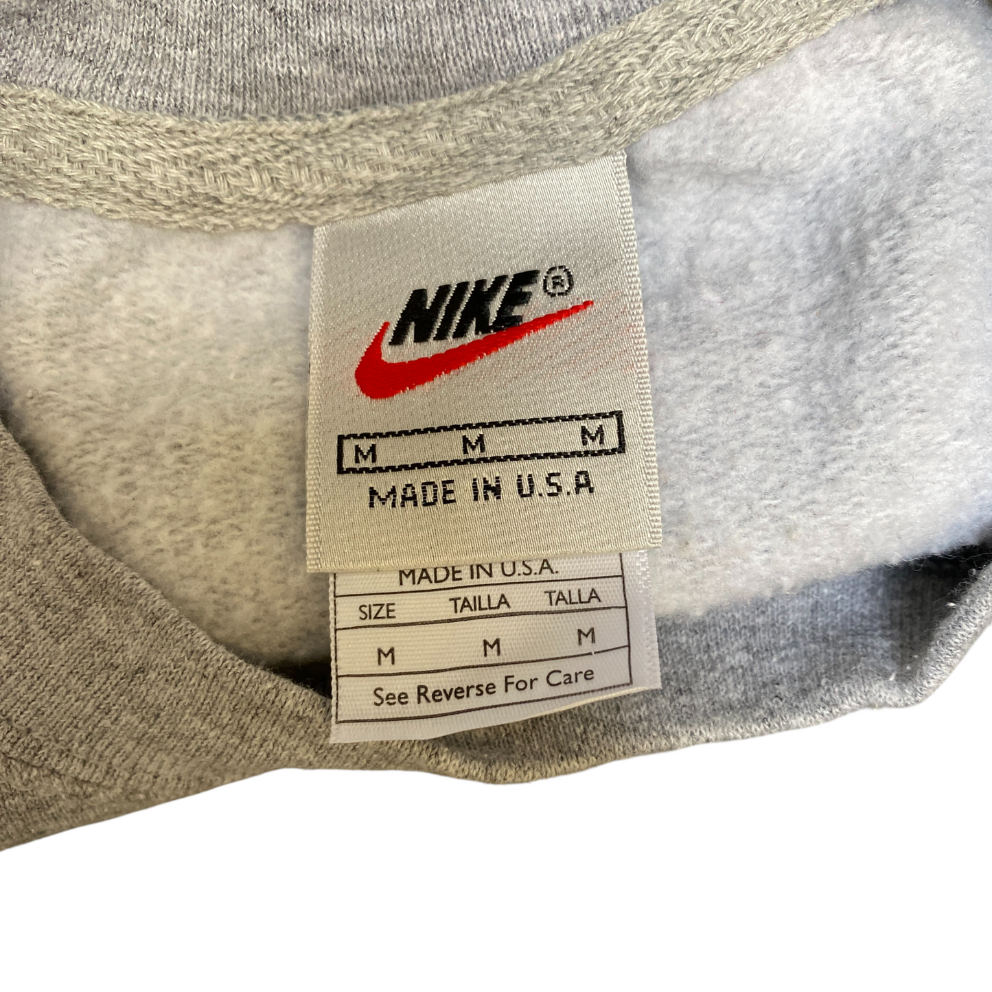 Nike Reworked Sweatshirt Mens M Grey Black Embroidered Spellout Logo Vintage Y2K