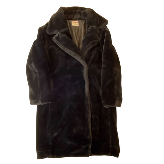 Colloseum Faux Fur Coat Womens Small Black Lined Warm Long Sleeve Notch Lapel