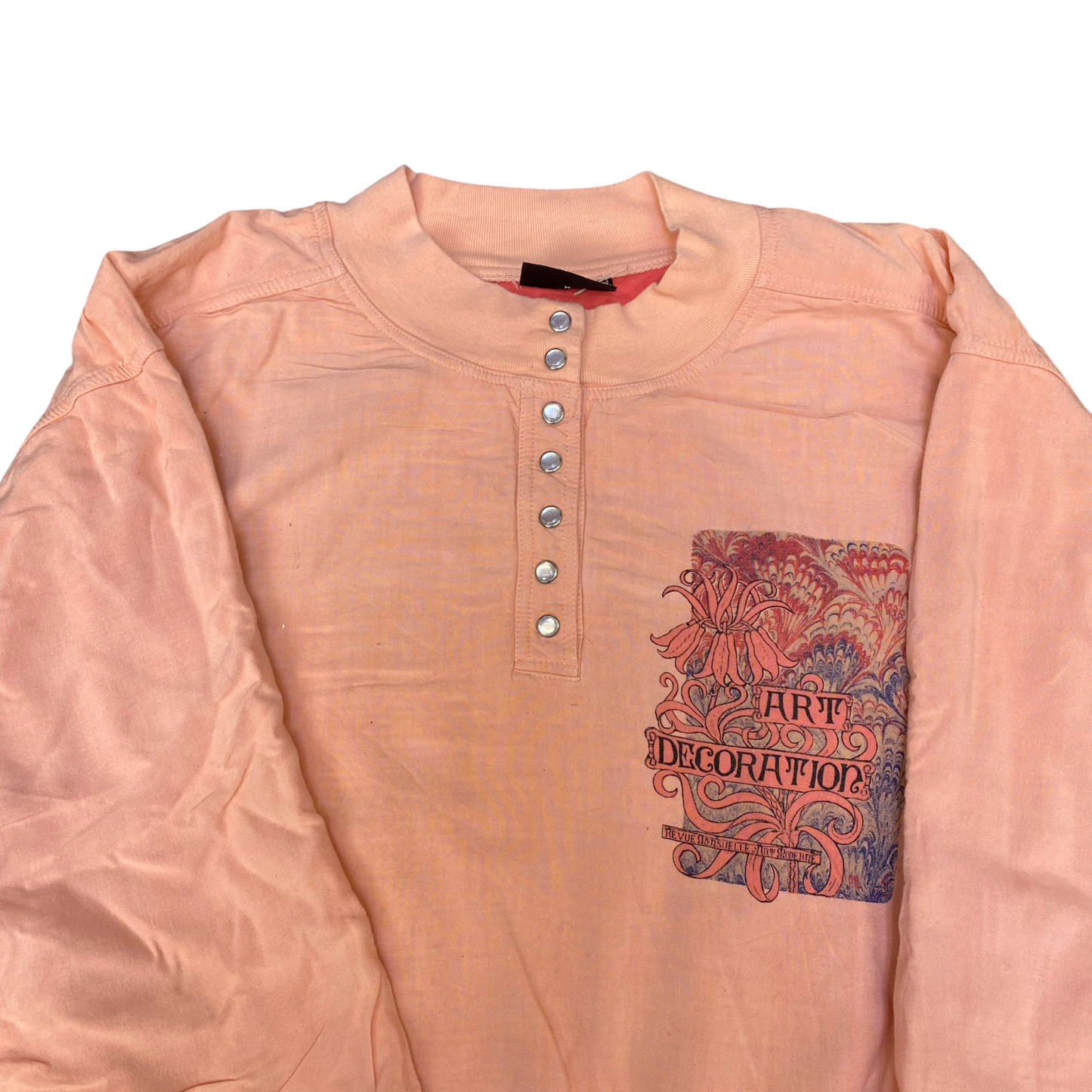 Passport Sweatshirt Womens Large Pink Art Decoration Graphic 1/4 Snap Front