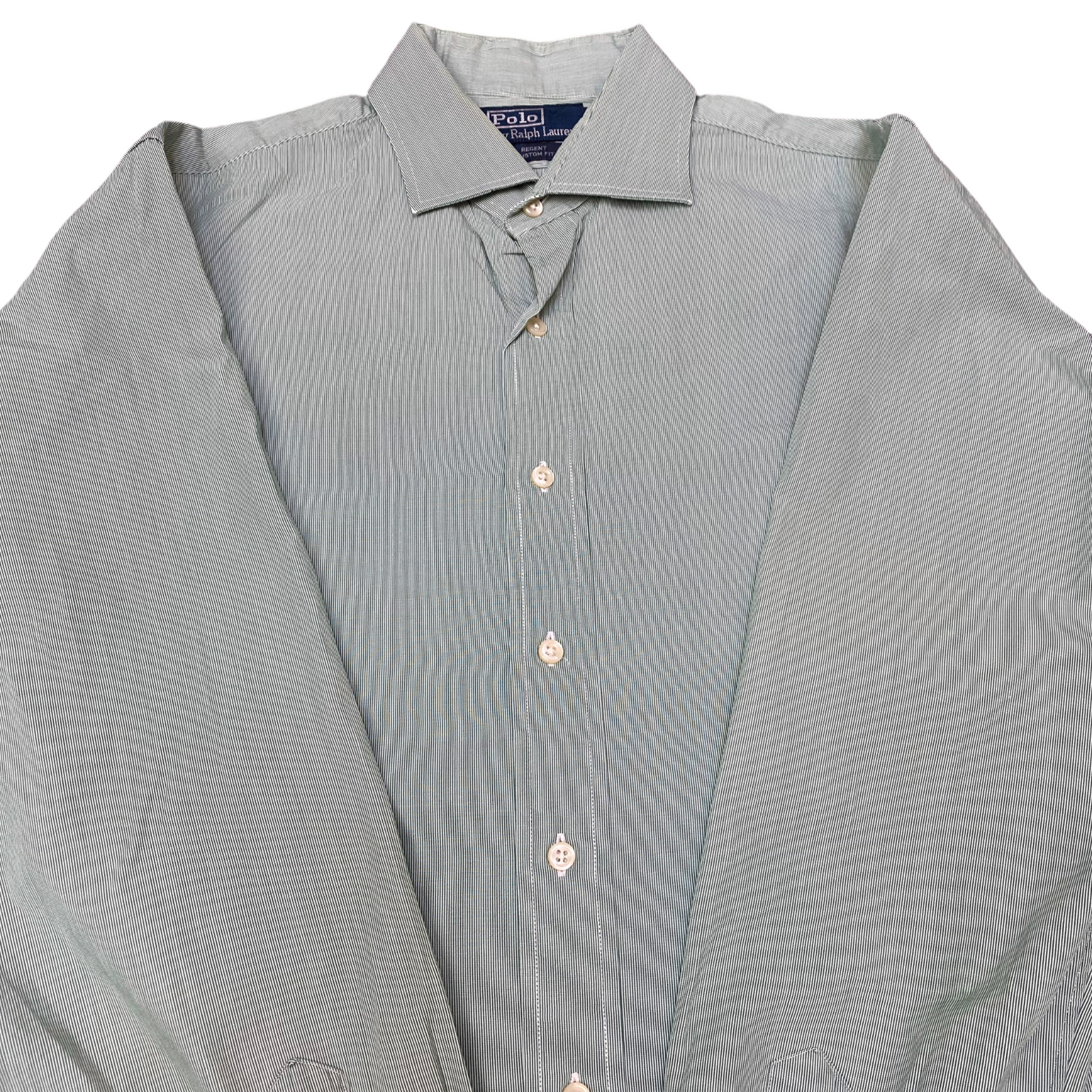 Polo Ralph Lauren Formal Shirt Mens L Green Regent Custom Fit Button Down