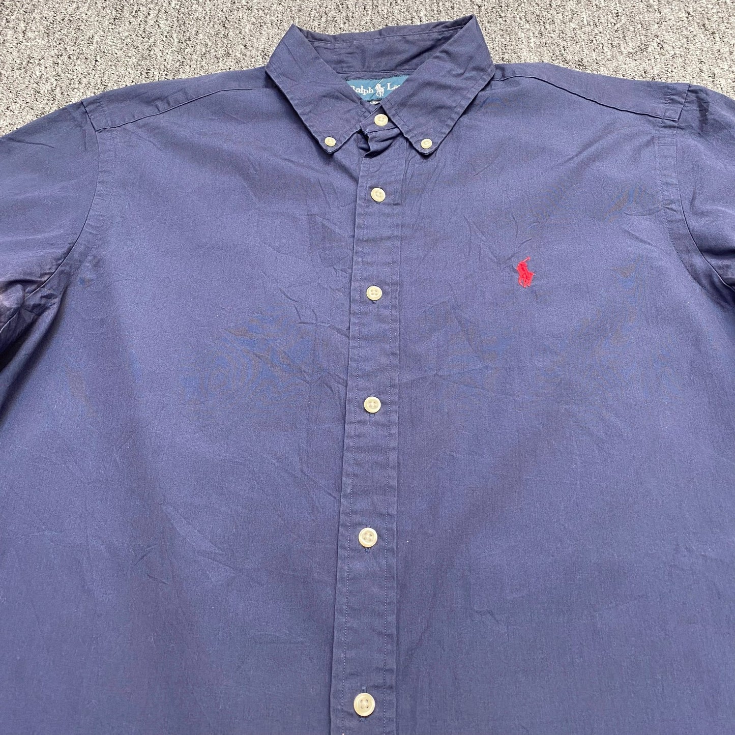 Ralph Lauren Shirt Mens L Navy Pony Logo Short Sleeve Classic Fit Button Down