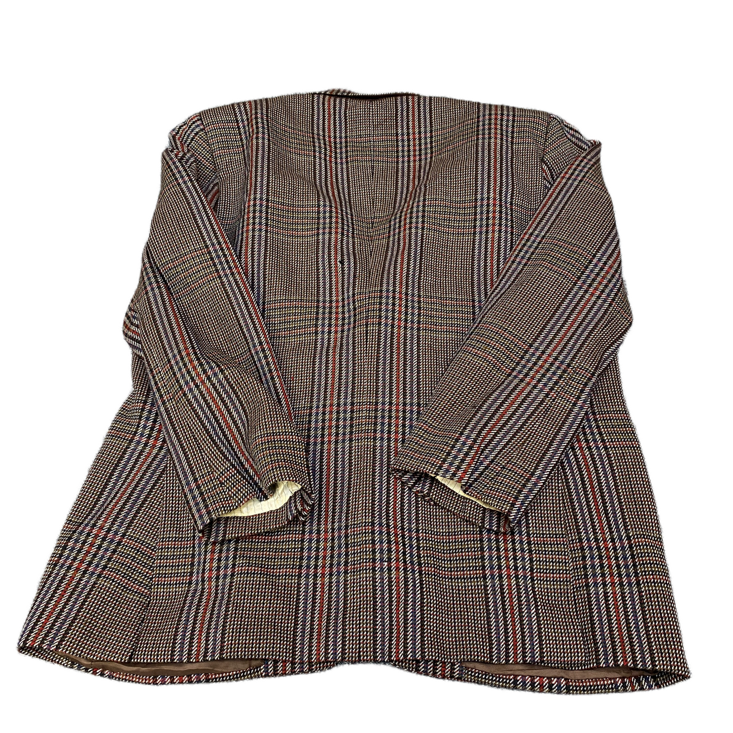 Mens Blazer Jacket Medium Multi Plaid Two Button Sleeve Single Breasted Business
