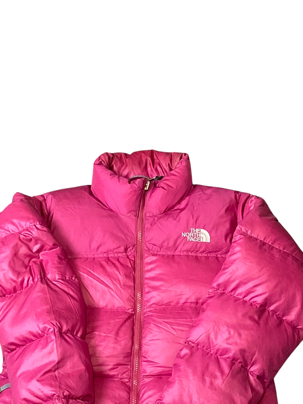 The North Face Nuptse 700 Down Puffer Jacket Women Large Pink Softshell Full Zip