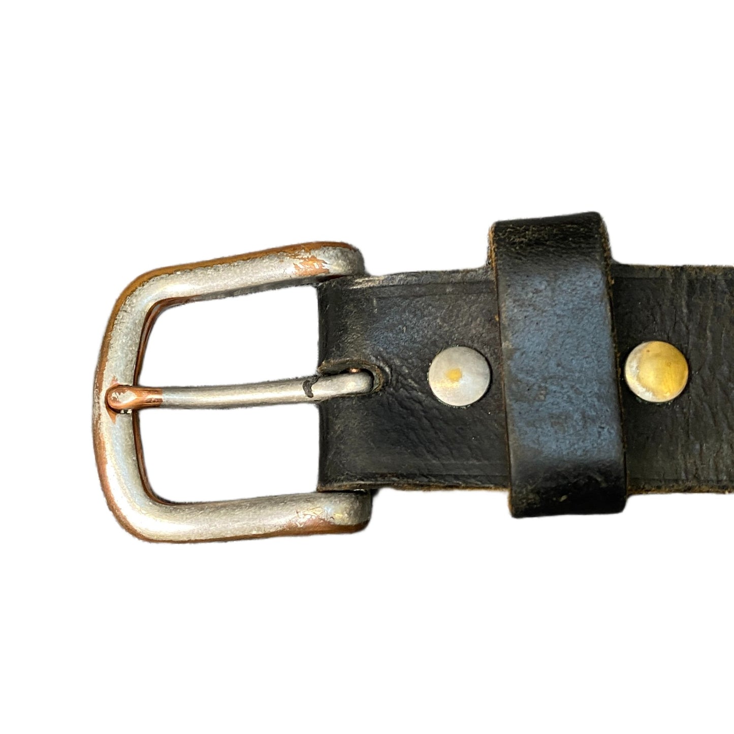 Bison Waist Belt Mens Black Rugged Leather Adjustable Brass Buckle 42.5 Inches