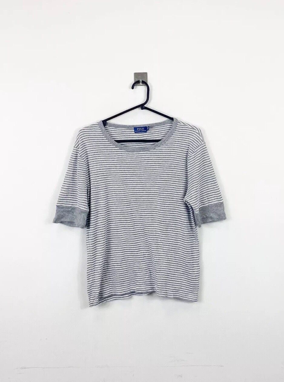 Ralph Lauren T Shirt Grey Stripes Womens L