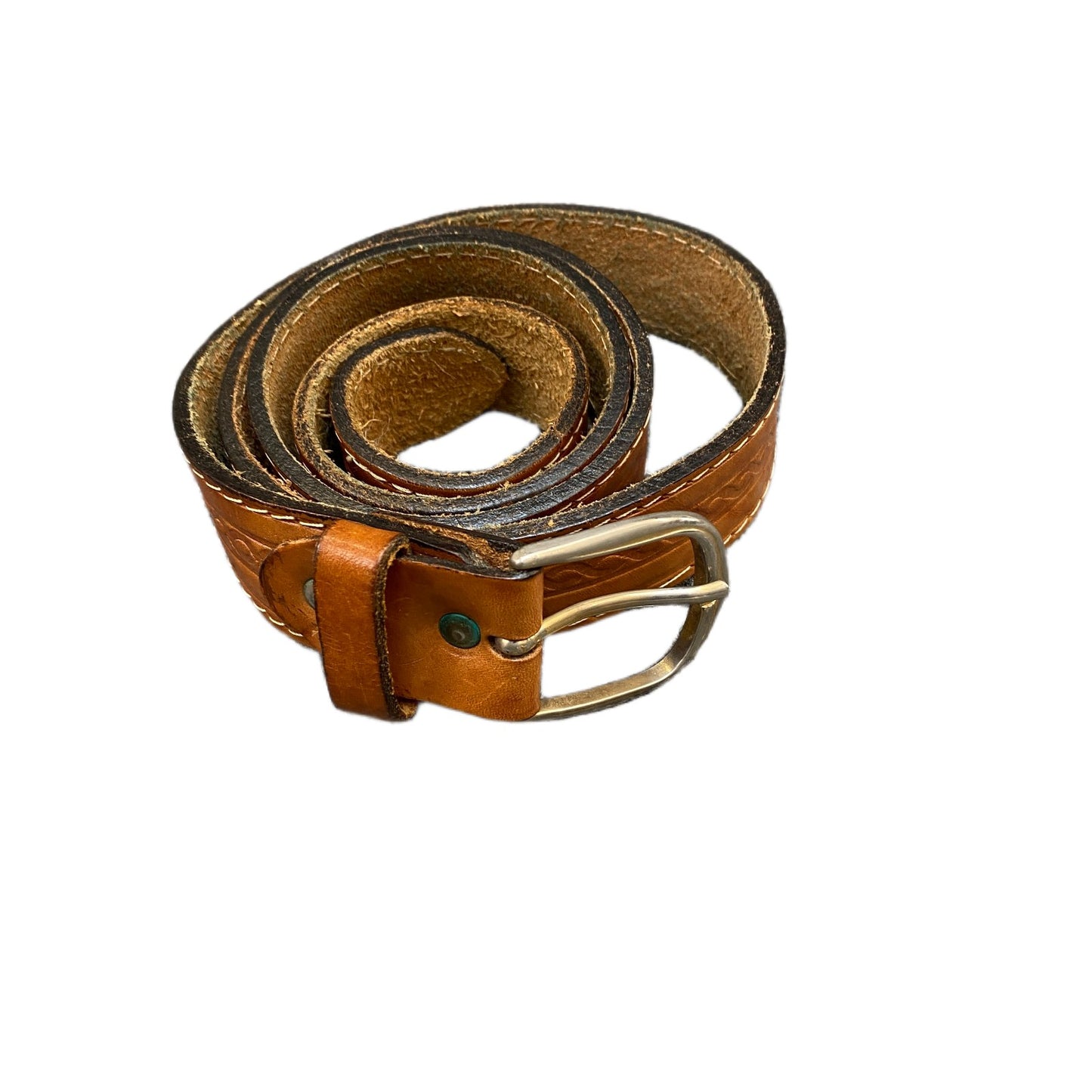 Western Belt Mens Brown Leather Adjustable Classic Silver Pin Buckle 39.5 Inches
