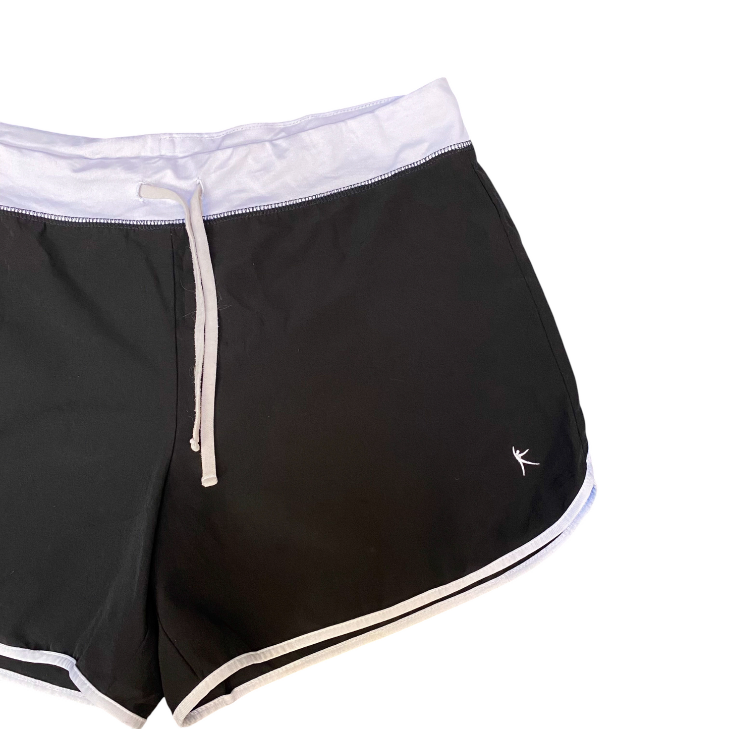 Running Sprinter Shorts Girls Medium Black White Gym Workout Drawstring Waist