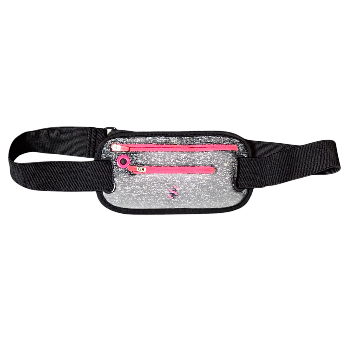 Ultra-Thin Running Bum Bag Belt for Mobile Grey Pink with Headphone Key Hole